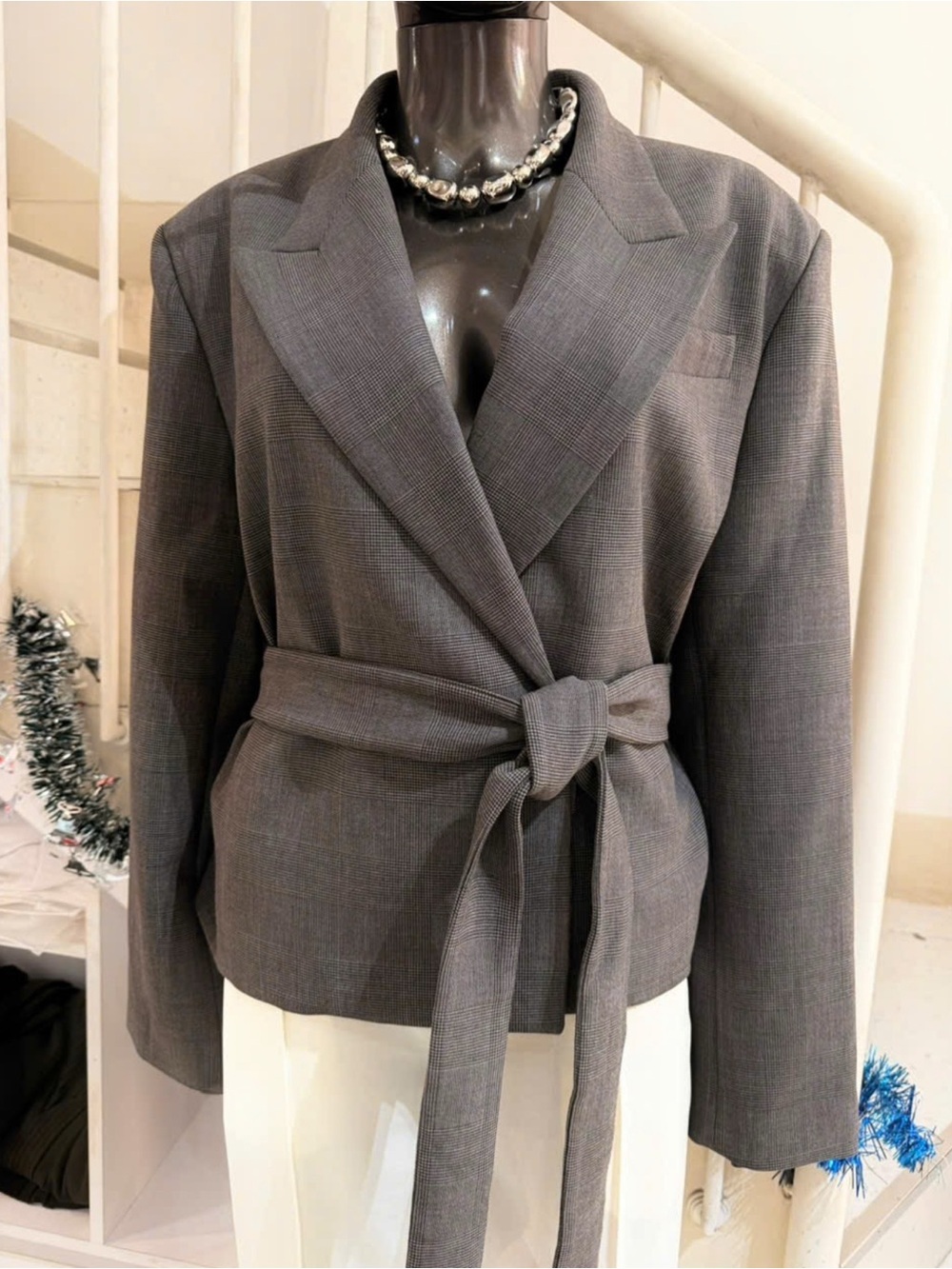 Aritza Women's Gray Tie-Waist Blazer Jacket Size XS, M, L